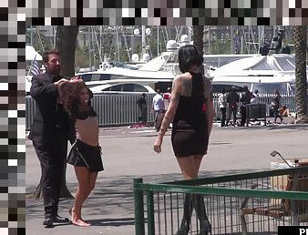 Humiliated european public nudity and kinky spanking