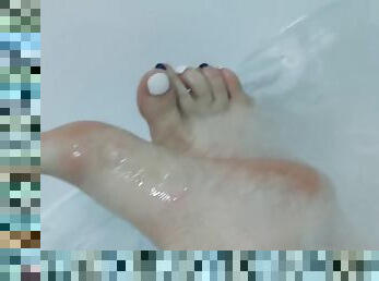 Mistress Lara foot fetish in her private bathroom