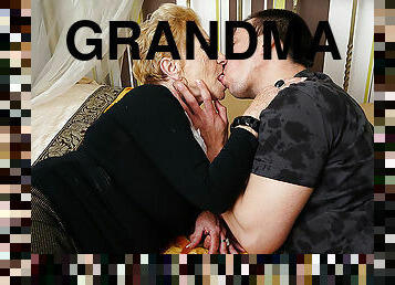 Horny grandma sucks her toyboy's cock and gets fucked hard