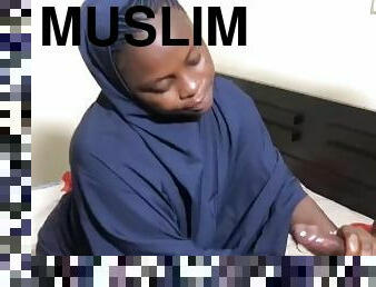 Muslim girl spitting on two Black dicks