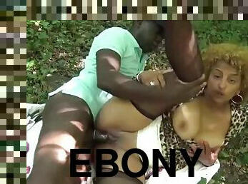 Horny ebony wife is shared