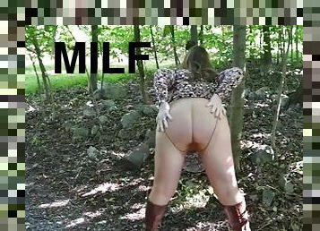 Pantyhose flashing on the trail