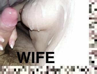 Wife tits covered again! big cum shots