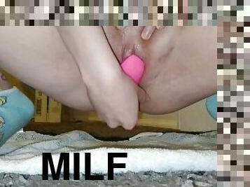 Squatting An Playing With Dildo/Vibrater (Feet in frame)