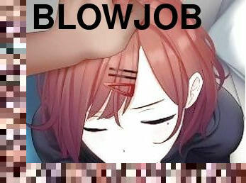 red head giving awesome blowjob