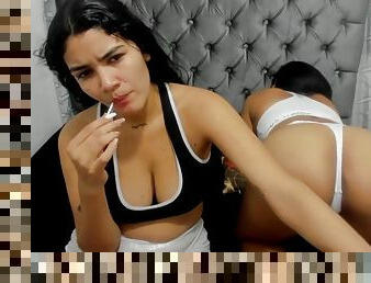 Two BBW big ass and big tits latina babes teasing show