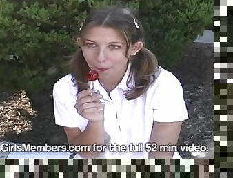 Lollipop Sucking Short Skirt College Student