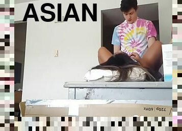 Asian Chick Fucked On Desk By White Dude