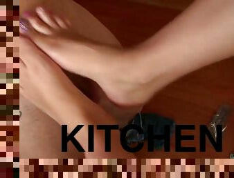 Foot fetish cherry smashed hardcore doggystyle in the kitchen