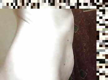 Skinny milf showing white naked body 