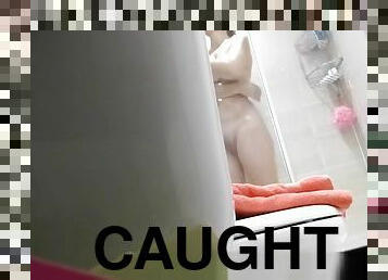 Caught naked in the Shower by spy cam