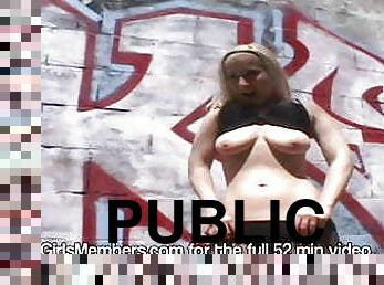 Alternative Blonde Flashes Her Pussy &amp; Big Tits In Public