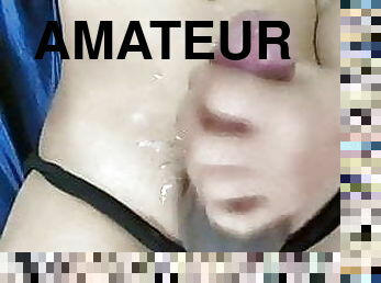 masturbação, transsexual, amador, gozando, pénis