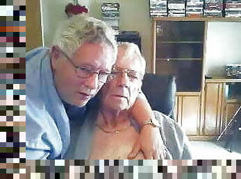 Two grandpas cuddling, kissing and loving - no hardcore