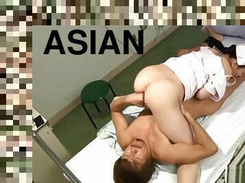 Hot Asian nurse is enjoying cock at work