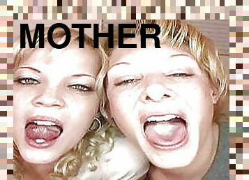 mãe, engolindo, ejaculação, filha, americano, mãe-mother