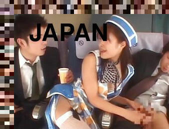 Naughty Japanese AV model enjoys cosplay stewardess role