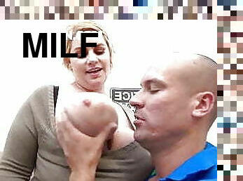 BBW milf gets fucked in the bathroom