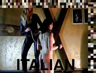 Italian Lezdom - Whipping and face slapping