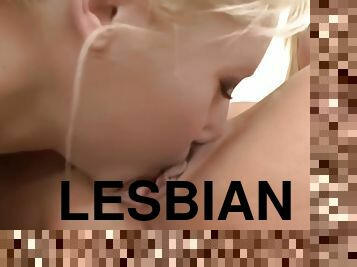 Cute lesbian teen fingered by her busty stepmom