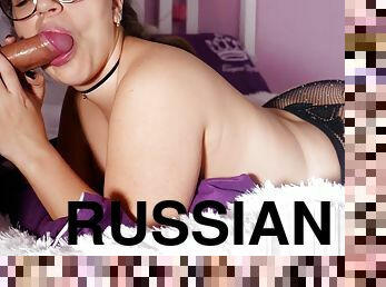 Russian MILF Deepthroat and Facial Closeup!