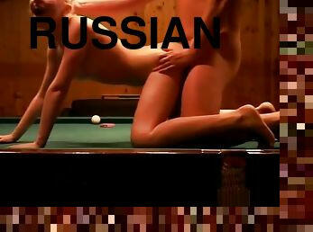 Russian slut fucked on billiards