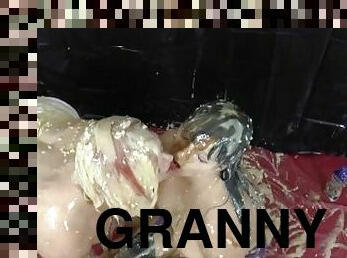 Kinky granny rubbing lesbian