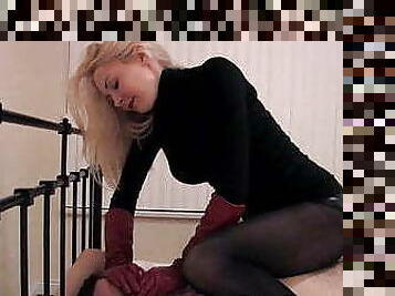 Mistress Eleise strangle his slave