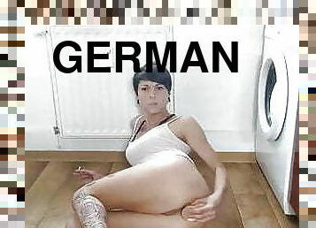 German hottie fucks her ass intensely at home