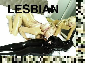 Latex Catsuit Lesbian Threesome