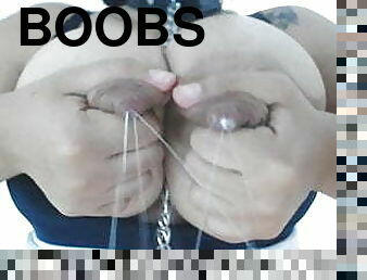 tetas-grandes, enorme, squirting, latino, tetas, leche, chupando