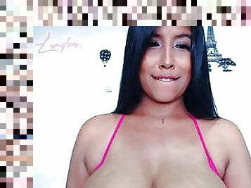 Busty exotic Elsa sucks her big brown nipples