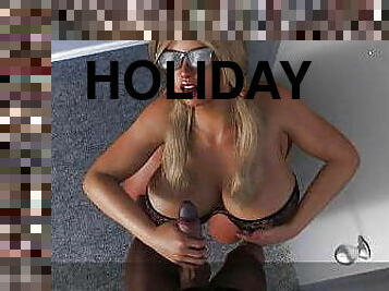 CHUBBY HOLIDAYS - NICE EBONY MOM AND TEEN THREESOME (4)