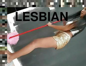 lesbiana, esclava, pies, impresionante, fetichista