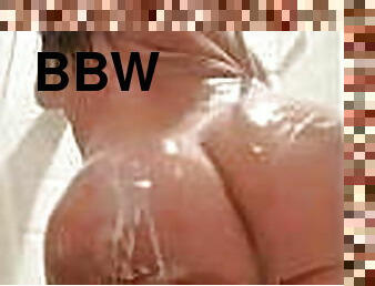 cul, baignade, masturbation, chatte-pussy, belle-femme-ronde, butin, américaine, douche, humide