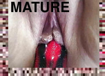 masturbaatio, pillu-pussy, vaimo, amatööri, kypsä, milf, lelu, äityli, dildo, biseksuaali