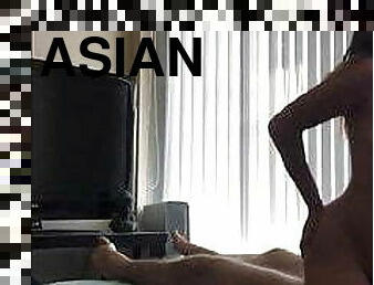 asiatisk, gigantisk, gigantisk-kuk, creampie, ung18, ritt, cowgirl, kuk