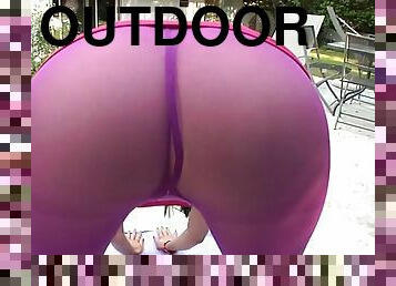 Vicki chase shows off her big round ass outdoor