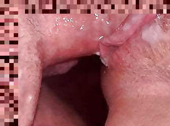 fisse-pussy, amatør, udløsning, hjemmelavet, creampie, sperm