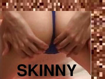 skinny girl shows new underwear