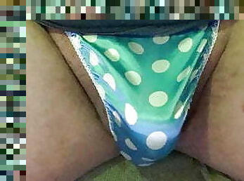 Little Blue Satin Thong Play