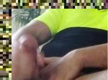 Tradie in Hi Vis Wanks and Cums on Briefs