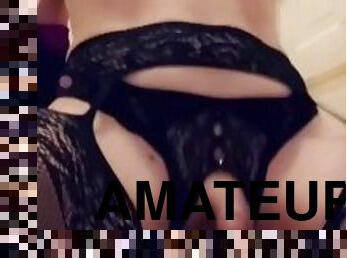 amatør, anal, cumshot, leke, truser, cum, undertøy, riding, dildo