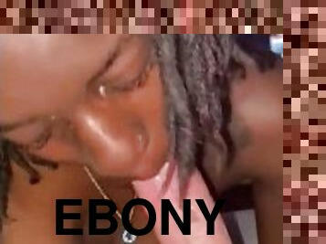 Sexy Ebony Gives Sloppy Head and Deepthroat