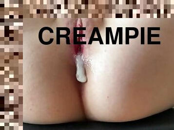Morning sex on chair ends up with dripping creampie