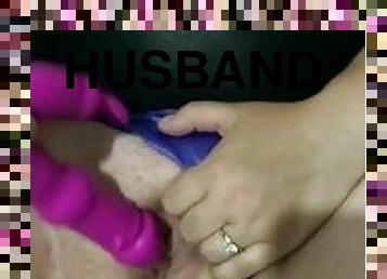 Bbw uses toy infront of husband!