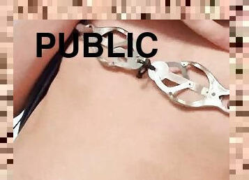 RISKY NIPPLE CLAMPS FLASHING IN PUBLIC  I GOT CAUGHT  PT. 6