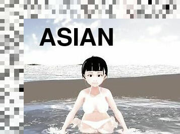 Honda Cocoa Anime girl introduce herself in white bikini.