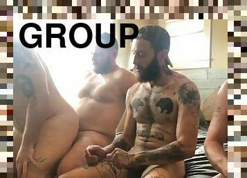 poilue, fête, gay, sexe-de-groupe