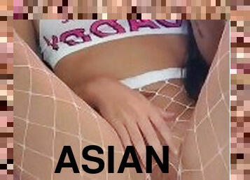 SMALL ASIAN GAMER MASTURBATES tiny PUSSY